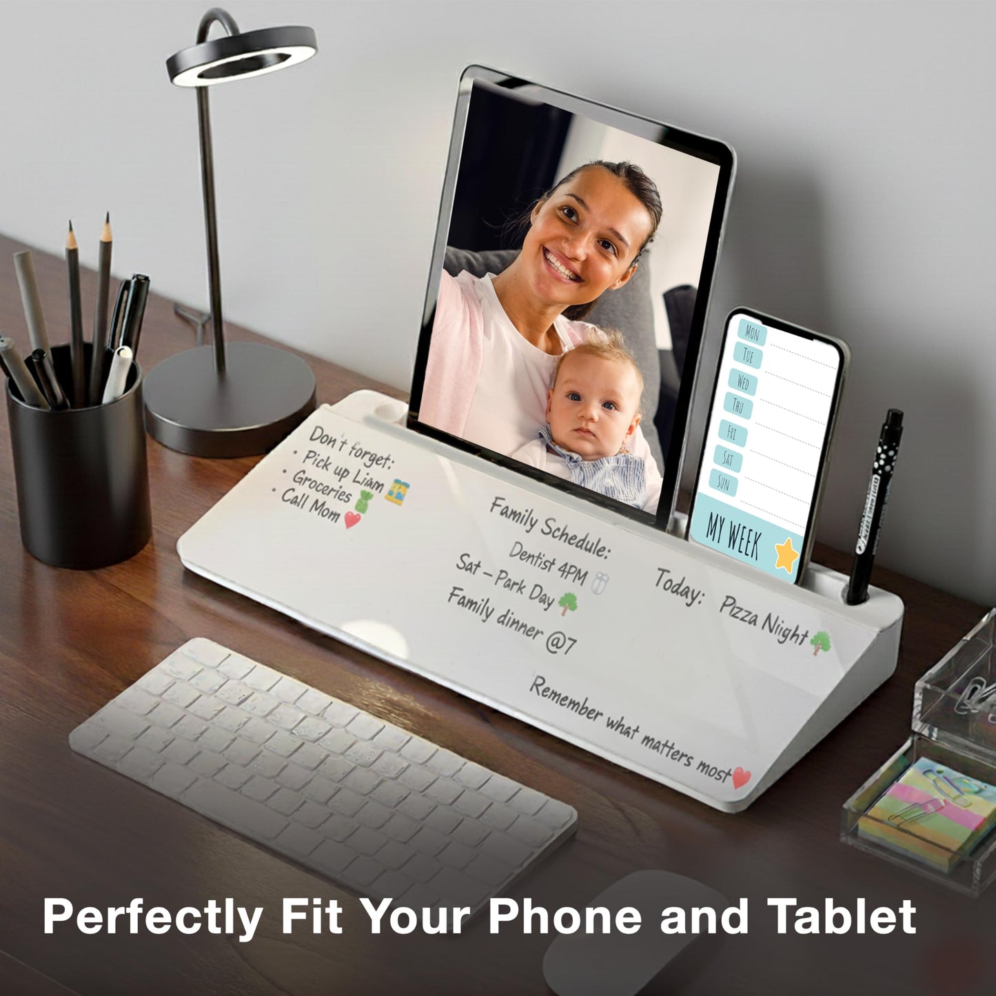 Lulu Office Black Glass Desktop Whiteboard – Modern Dry Erase Board with Storage Drawer for Desk Notes & Organization