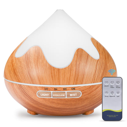 Essential Oil Diffuser for Home 500ML, Ultrasonic Large Diffuser Oil Machine with Remote Control, Aromatherapy Diffusers for Home Office Room, Aroma Diffuser with 14 Color LED & 2 Mist Mode, Brown