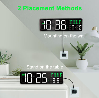 LUCORB Gym Clock with Seconds, 12" Digital Wall Timer Clock for Home Gym, Remote Interval Timer with Tabata HIIT Countdown, Voice Prompt | 5 Display Modes | 4 Training Alarms