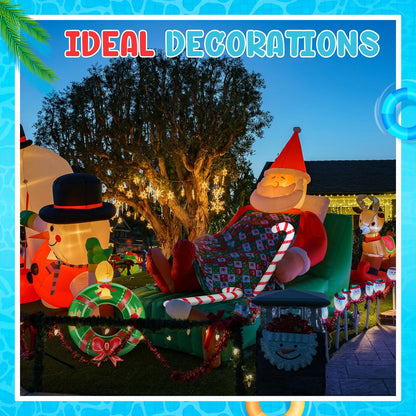 3 Pcs Christmas Inflatables Decorations 2.95 Ft Inflatable Candy Canes and 3.28 Ft Christmas Wreath Blow up Xams Outdoor Decorations Holiday Party Supplies for Garden Patio Lawn