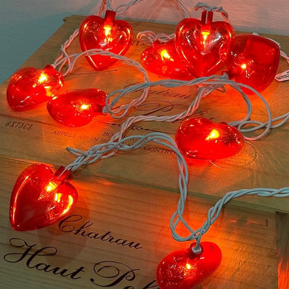 Red Heart String Lights,8.5Ft Valentines Day String Light with 10 Pack Red 3D Heart Lights,Heart Valentines Lights for Propose Wedding Anniversary Valentines Mother's Day Decor