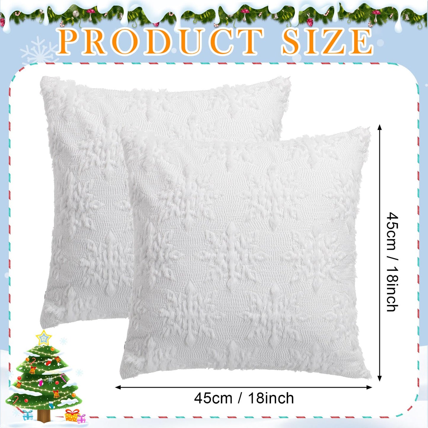 Tudomro 4 Pcs Snowflake Throw Pillow Covers White Winter Pillowcase 3D Embroidered Soft Plush Faux Fur Pillow Covers Winter Modern Home Decorative for Sofa Couch Bed(20 x 20 Inches)