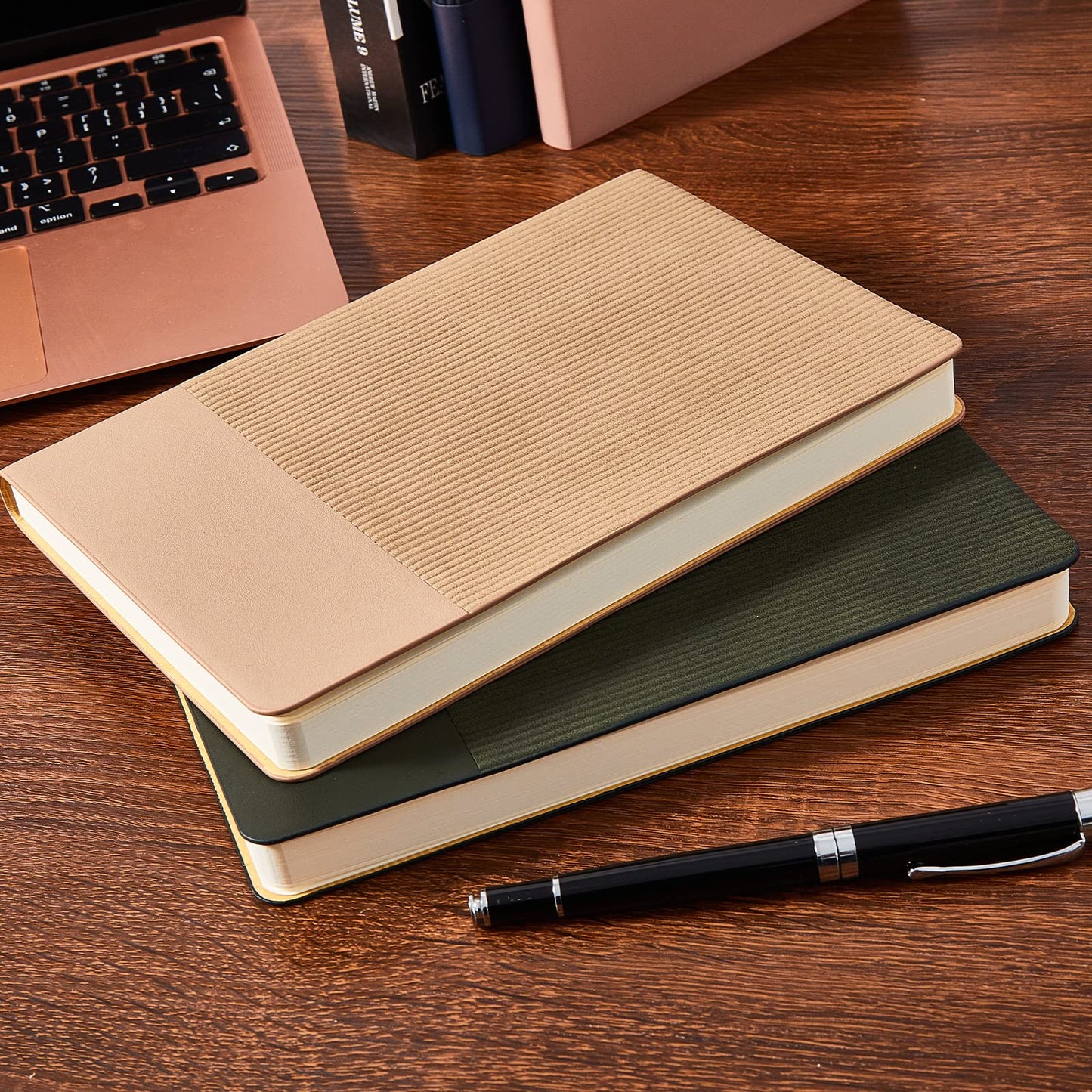 TSFPapier Lined Journal Notebook for Work College Ruled Note Book 5.79"x8.27"A5 PU Leather Daily Journaling 216 Pages for Women Men Writing Home School Supplies Business (Dark Green)