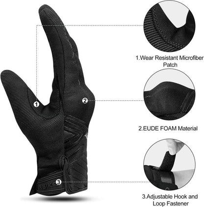 Breathable Mesh Motorcycle Gloves - Touchscreen with TPR Palm Pad & Hard Knuckles