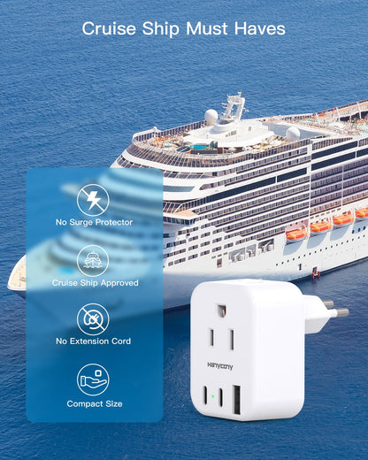 South Africa Travel Plug Adapter, HANYCONY Type M Power Adapter with 2 AC Outlets 3 USB Ports(2 USB C) for US to South Africa Botswana Namibia India Nepal Bhutan Sri Lanka