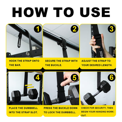 Dumbbell Spotter Straps with Safety Locking Buckle, Adjustable Height Hanging Straps for Chest Bench Press, Heavy Duty Barbell Rack Attachment for Home Gym Solo Training, Prevents Accidental Drops