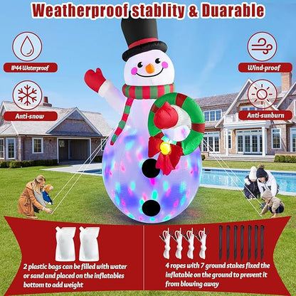 Danxilu 12 FT Giant Christmas Inflatables Snowman Outdoor Decorations Built-in Rotating LED Lights, Huge Inflatable Snow Man Christmas Blow up Yard Decorations for Outside Lawn Holiday Xmas Decor