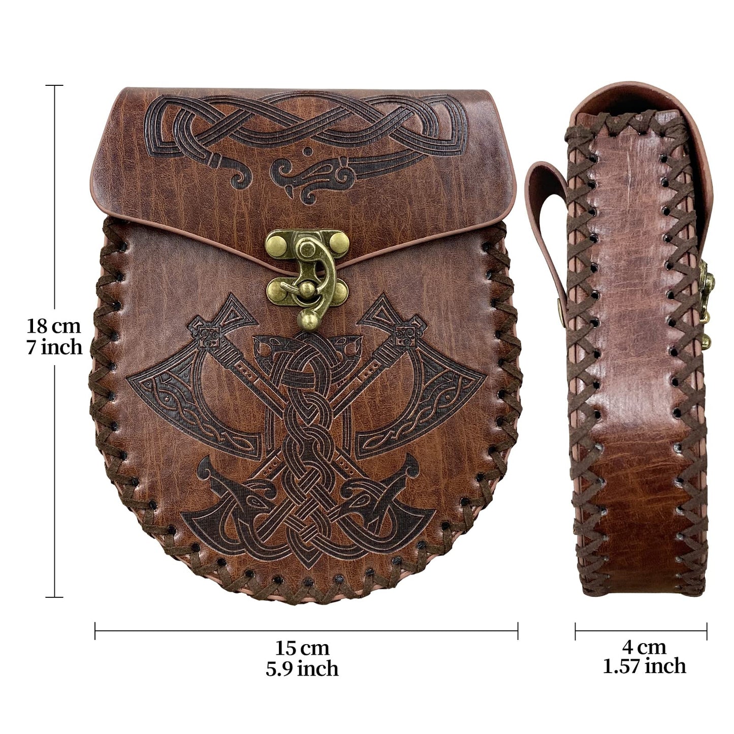 JAOYU Medieval Leather Pouch Renaissance Coin Pouch Nordic Vintage Belt Pouch Renaissance Faire Cosplay Costume Accessories Viking Dice Bag