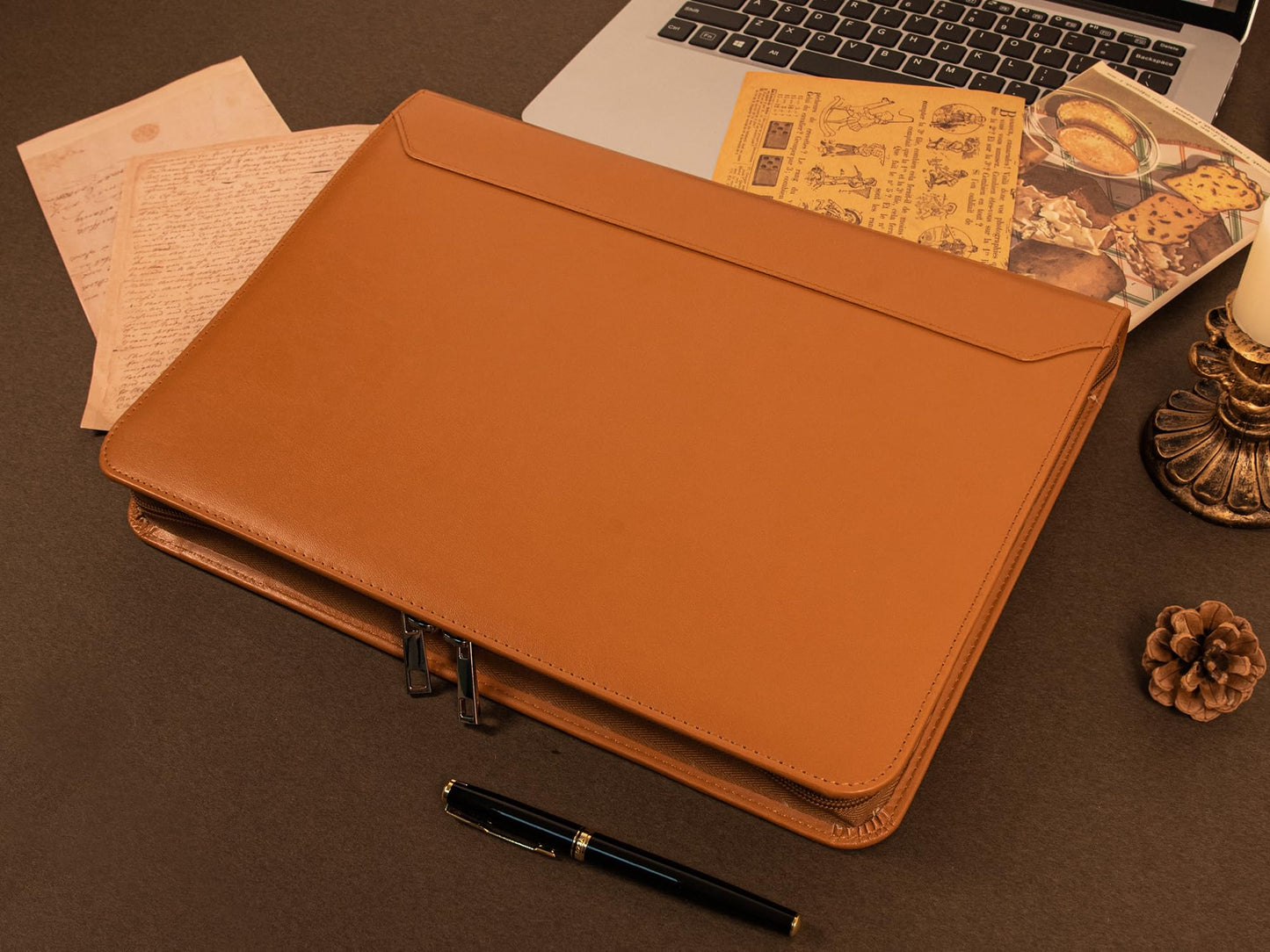 AZXCG Zipper Portfolio Padfolio Binder,3 Ring Padfolio for Women and Men,Business Portfolio Organizer for Women with A4 Writing Pad Holder,Business Portfolio for Meeting,Gift for Valentine's Day