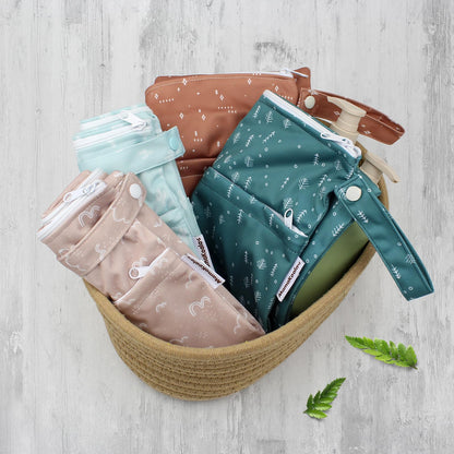 Mama Koala 2 Pack Wet Dry Bags on the Go, Swimming Pool, Beach, in Gym, Fitness Center, Natatorium, Polyester Waterproof Diaper Bag with 2 Pockets, Portable, Reusable, Machine Washable-12in/16in-017