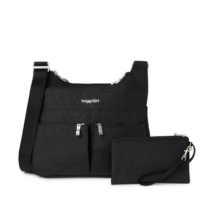 Baggallini Cross Over Crossbody Women 11x8.5 Medium Travel Bag Lightweight Water-Resistant Nylon Organized Handbag Purse