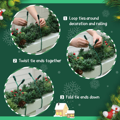 Zhengmy 24 Pcs Christmas Garland Ties Extra Long 30'' 25'' 20'' Green Decorative Twist Tie for Banister Reusable Flexible Twist Tie for Garland Stairway Railing Home Xmas Holiday Decor