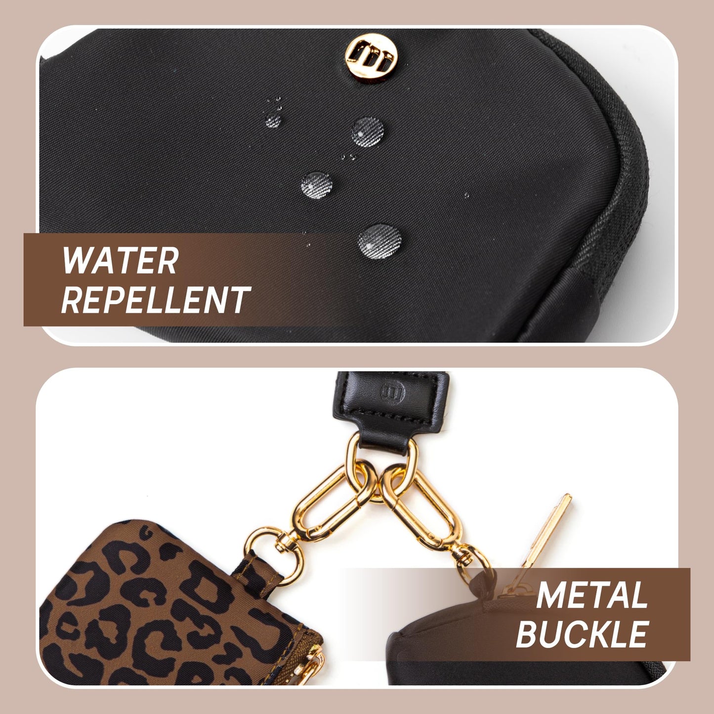 Mum's memory Mini Zip Around Wristlet Wallet for Women Dual Pouch Wristlet Portable Wallet Coin Purse Mini Women Coin Pocket (Leopard)