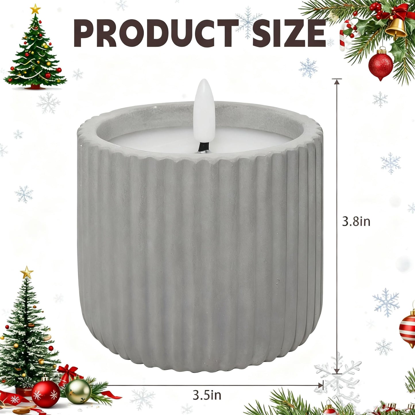 XMHBCSM Flameless Christmas Candles,2 Pack Christmas Decorations Flameless Candles Battery Operated Candles for Christmas Home Decoration