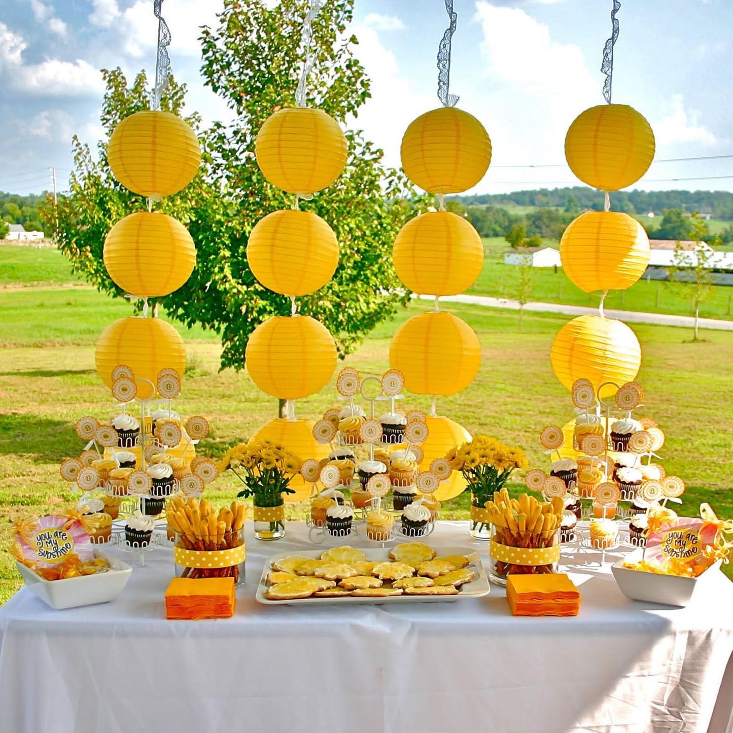 20Pcs Yellow Paper Lanterns for Parties, 6” 8” 10” 12” Chinese Asian Hanging Round Paper Lanterns for Birthday Wedding Halloween Christmas Home Decor Party Decor