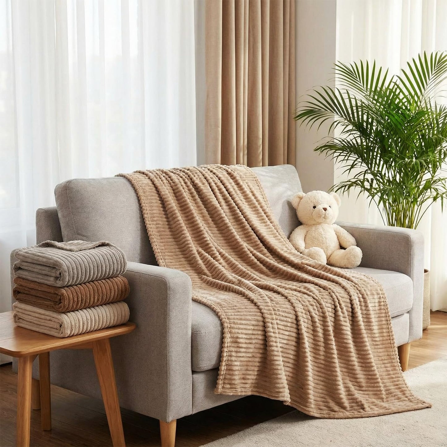 Buryeah 50 x 60 Inches Fleece Throw Blanket Soft Cute Warm Plush Flannel Fluffy Blankets for Wedding Sofa Couch Bed Seasons Employee Appreciation Gifts Bulk(Dark-Brown, Brown, Light Brown,6 Pack)