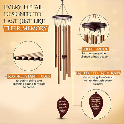 32 Inch Memorial Wind Chimes Outdoor, Sympathy Gifts for Loss of Loved One, Memorial Gifts for Loss of Mom, Sympathy Wind Chimes for Mother, Father, Brother, Sister