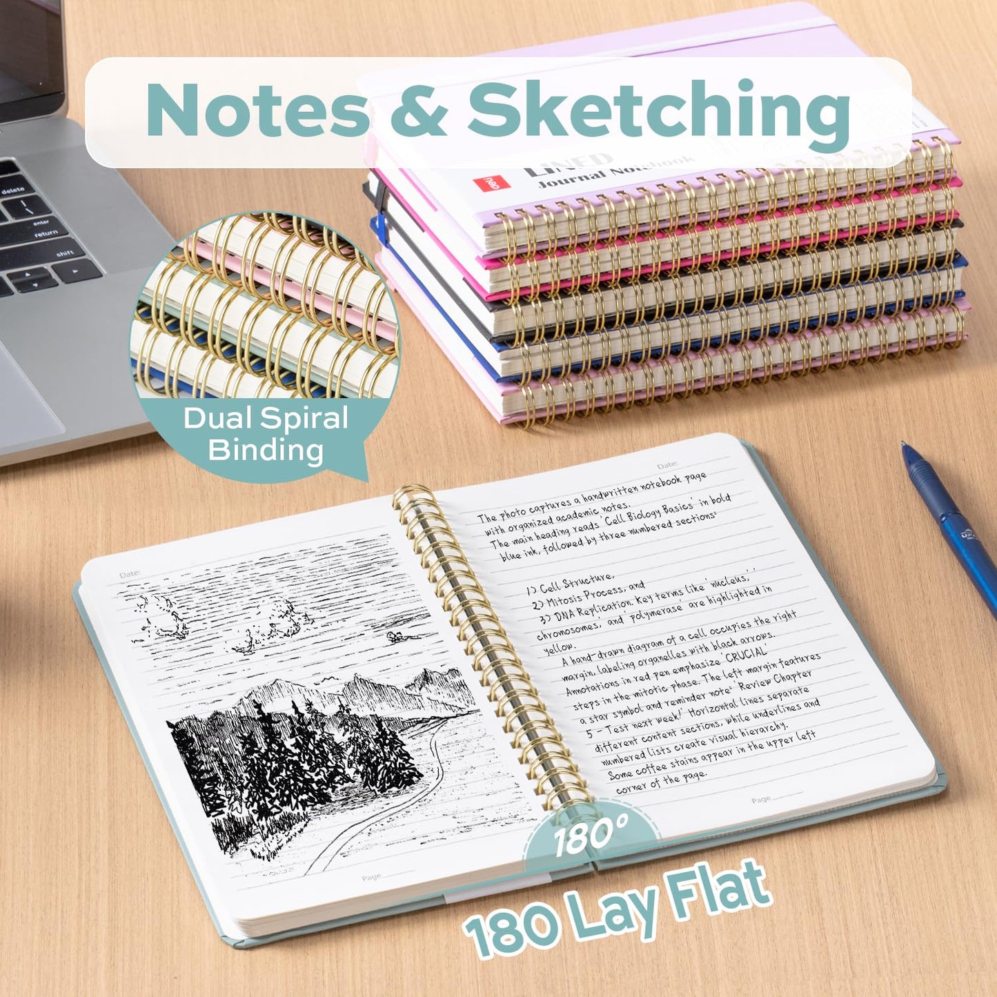 deli Green Lined Spiral Journal Notebook, 160 Pages, A5 (5.5"x8") Hardcover Writing Notebook, College Ruled Spiral Bound Journal for Women & Men - Perfect for Work, School, Office & Note Taking