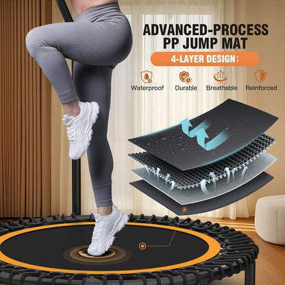 ANCIHER Foldable Mini Trampoline - 40"/48" Indoor Exercise with Adjustable Handle & Resistance Bands | Max Load 450lbs/550lbs