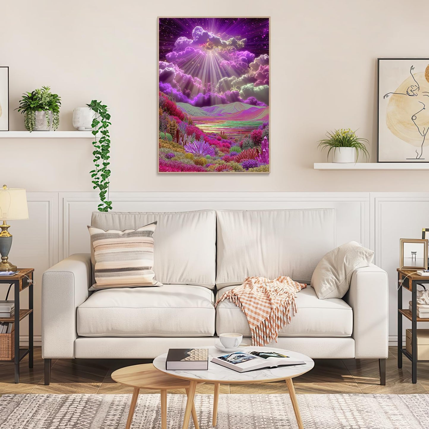 1000 Piece Jigsaw Puzzle, Magical Purple Crystal Fantasy Landscape