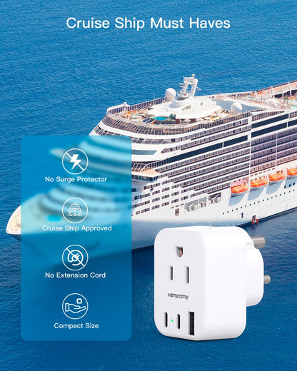 South Africa Travel Plug Adapter, HANYCONY Type M Power Adapter with 2 AC Outlets 3 USB Ports(2 USB C) for US to South Africa Botswana Namibia India Nepal Bhutan Sri Lanka