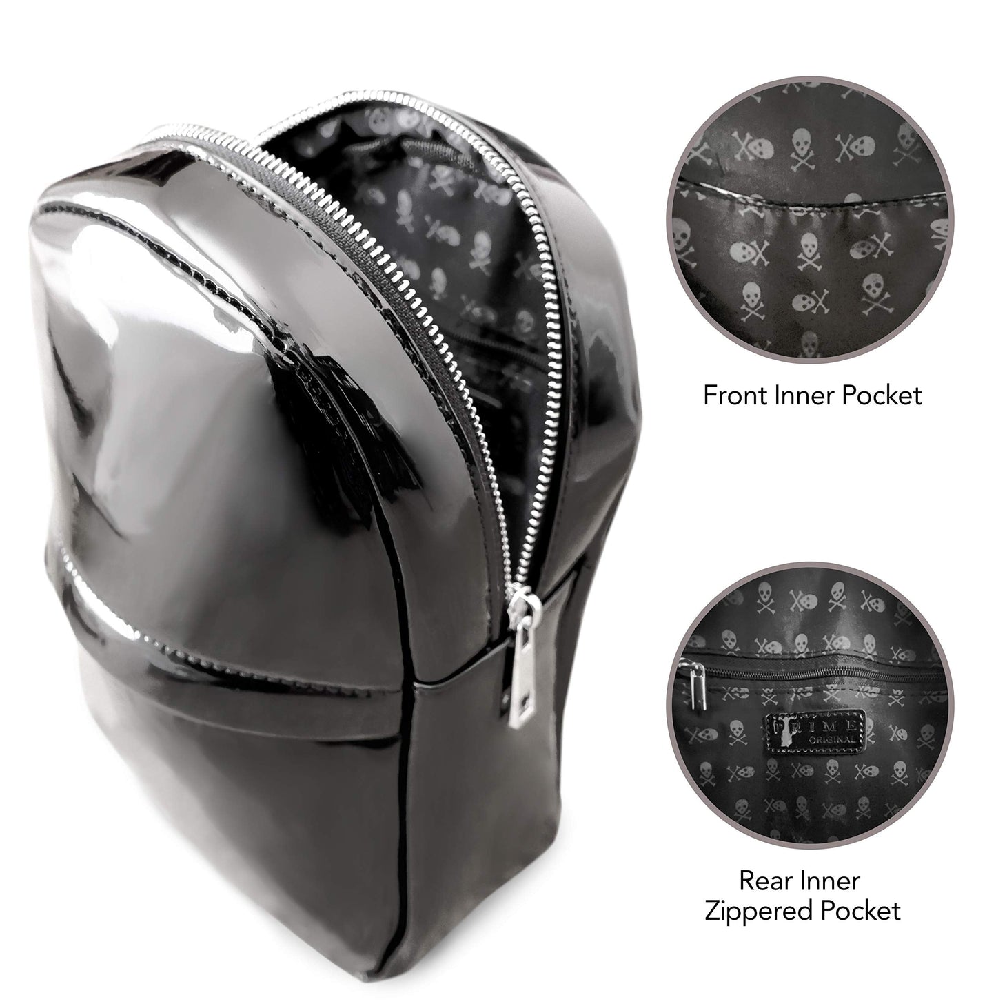 Prime Original Women Fashion Mini Backpack | Detachable Bat Angel Wing Shoulder Bag (Black Patent)