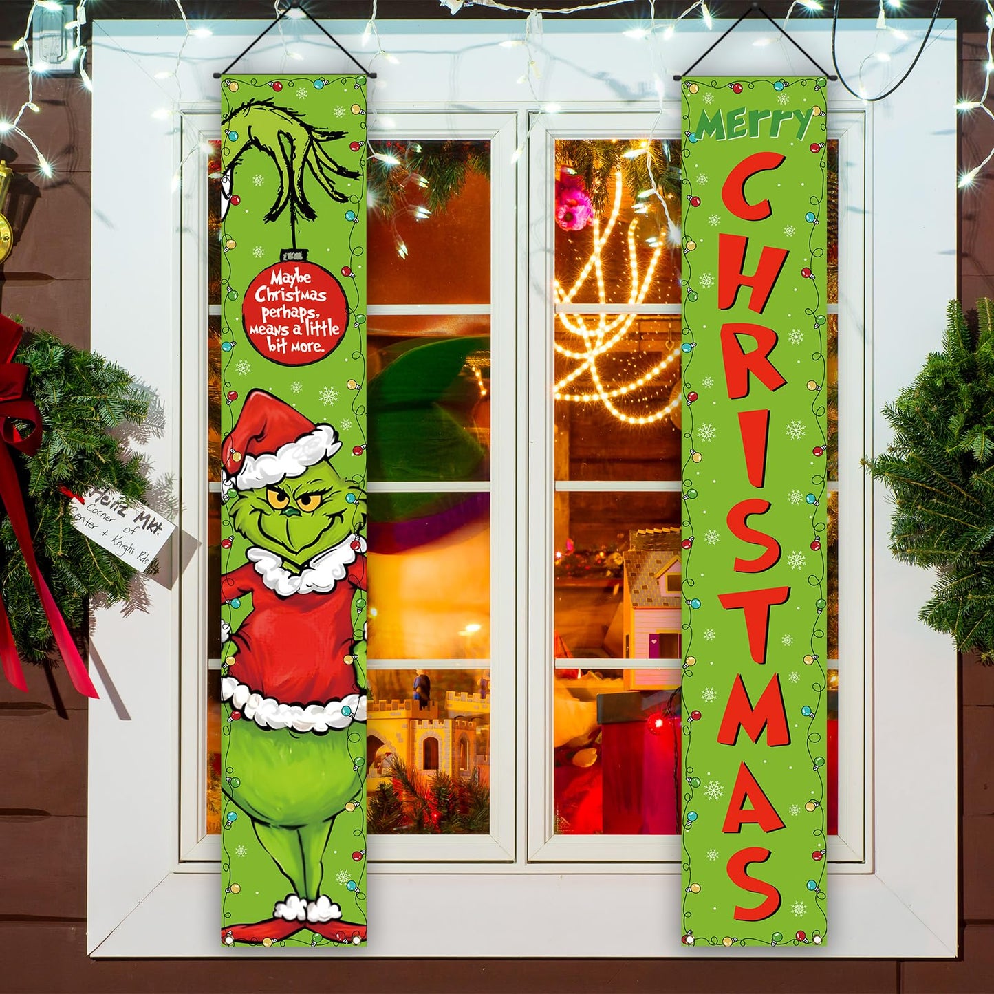 Christmas Decorations Merry Christmas Welcome Sign Winter New Year Xmas Party Decorations and Supplies for Home-12×71''