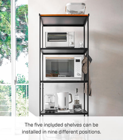 Yamazaki Home Kitchen Appliance 3 tier Storage Rack-Standing Organizer Shelves, One Size, Black