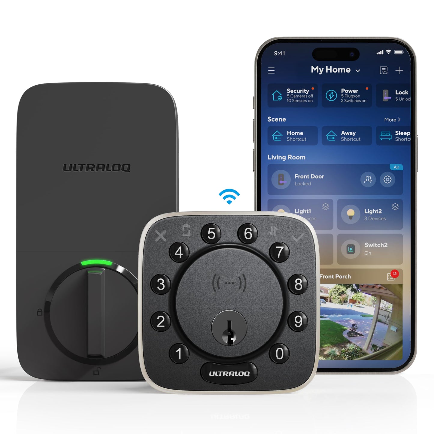 ULTRALOQ 2025 Upgrade Bolt NFC Smart Door Lock, Built-in WiFi Deadbolt 6-in-1 Keypad Keyless Entry Door Lock & Door Sensor,Auto Unlock,IP65 Waterproof,Easy Installation,BHMA Grade AAA