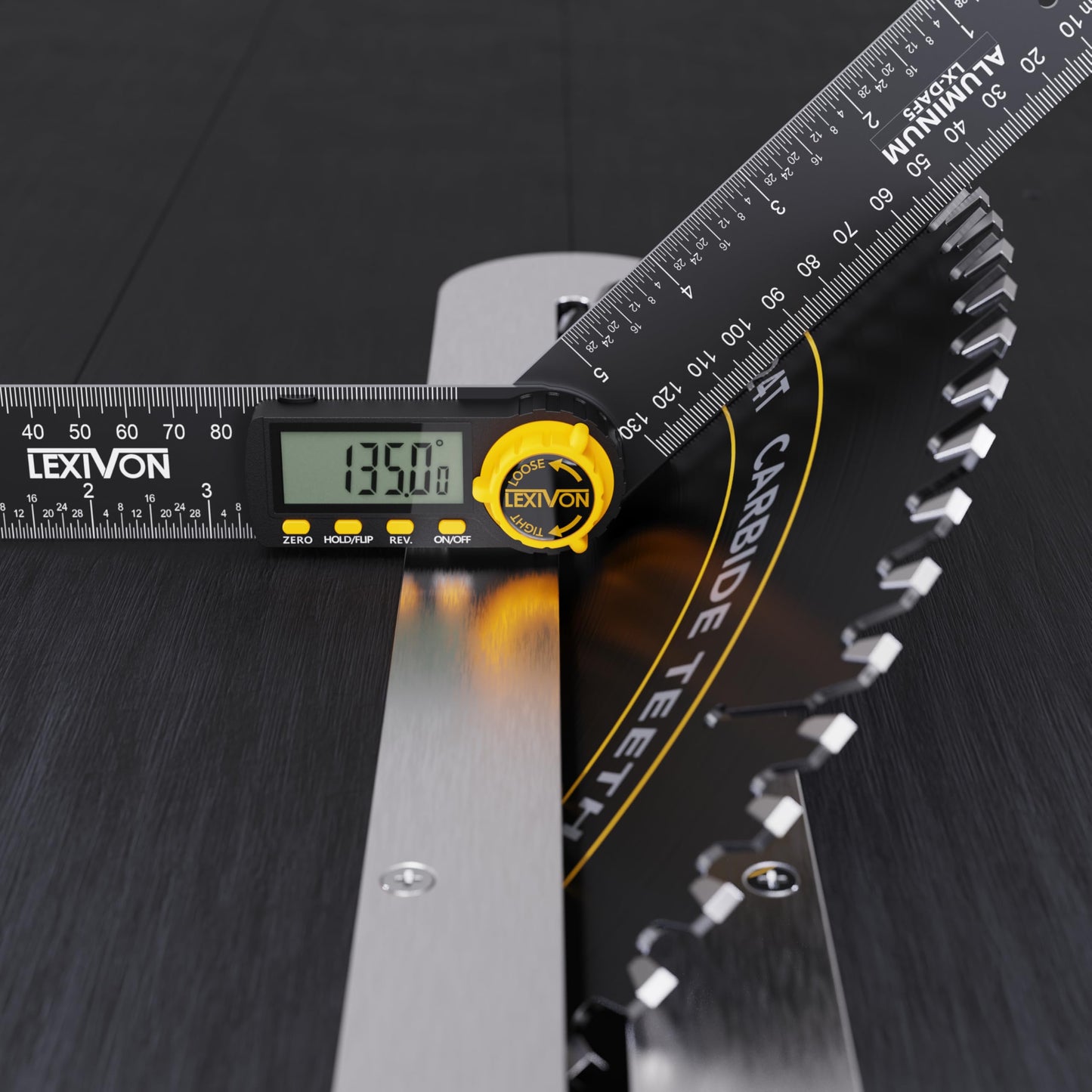LEXIVON Aluminum Digital Angle Finder Gauge, 10-inch/250mm Multi-Purpose Protractor, Includes XL Display and Rugged Zippered Pouch (LX-DAF10)