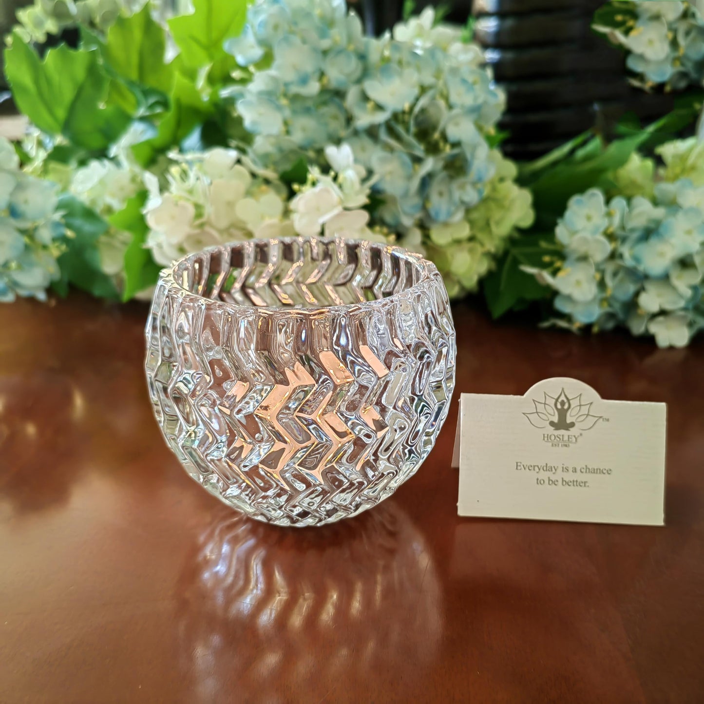 Hosley Set of 4 Clear Glass Tealight Candle Holder 3.78 Inch Diameter. Ideal Gift for Wedding Party Favor Spa Home Bridal Reiki Meditation.