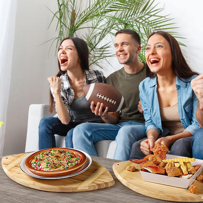 Foaincore 2 Pieces Football Shaped Cutting Board Bamboo Charcuterie Serving Tray Gift Set 15 Inch for Football Lovers Touchdown Themed Party Decoration Favor Supplies