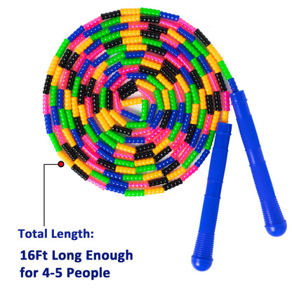 Double Dutch Jump Rope 16 Ft 2 Pack, Long Jump Rope for Kids Adults, Skipping Rope Soft Beaded Multiperson