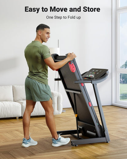 THERUN Treadmills for Home, Running Treadmill with Incline, Foldable Treadmills Heart Rate Sensors, 18″LED Display Manual Incline Adjustment, 3.0HP Treadmill for Indoor Fitness Workouts
