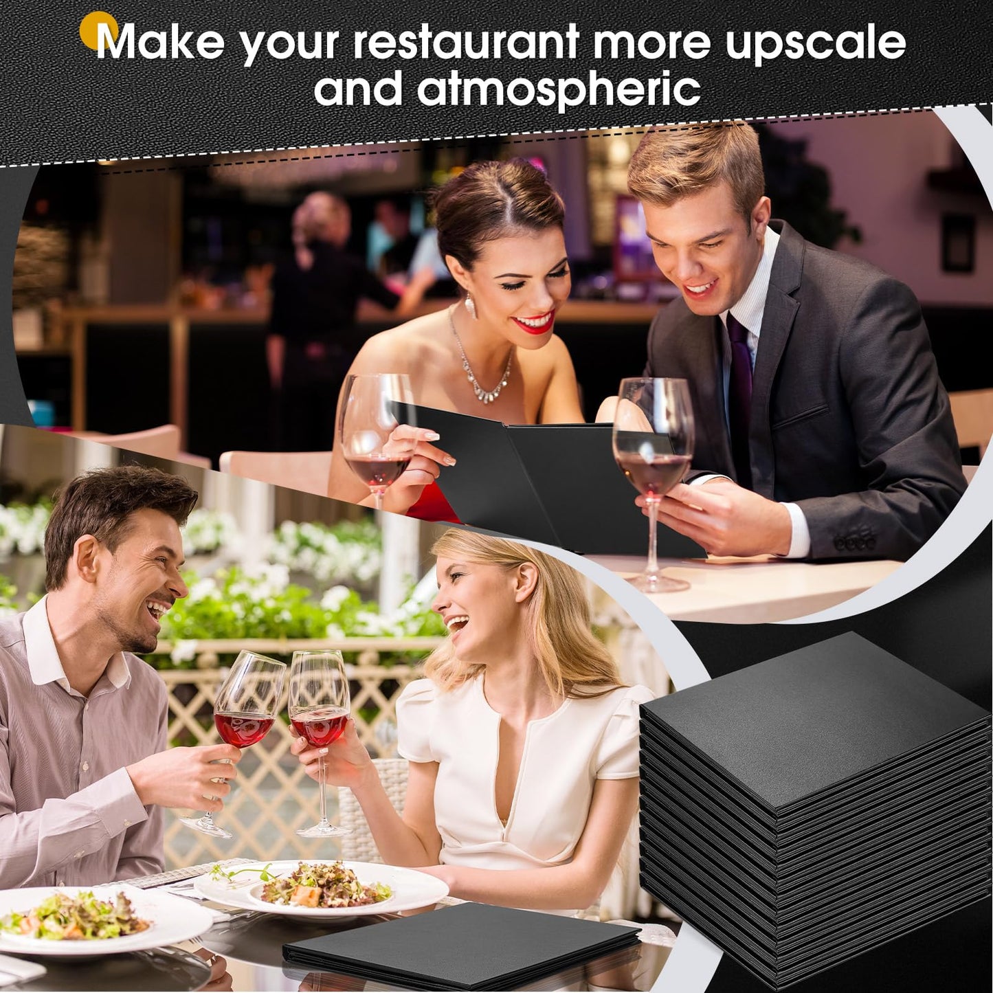 Skyygemm 16 Pcs Leather Menu Covers Holders for 8.5 x 11 Inches, Waterproof Four View Leather Dinner Menu Holder Covers for Restaurant, Hotel, Bar