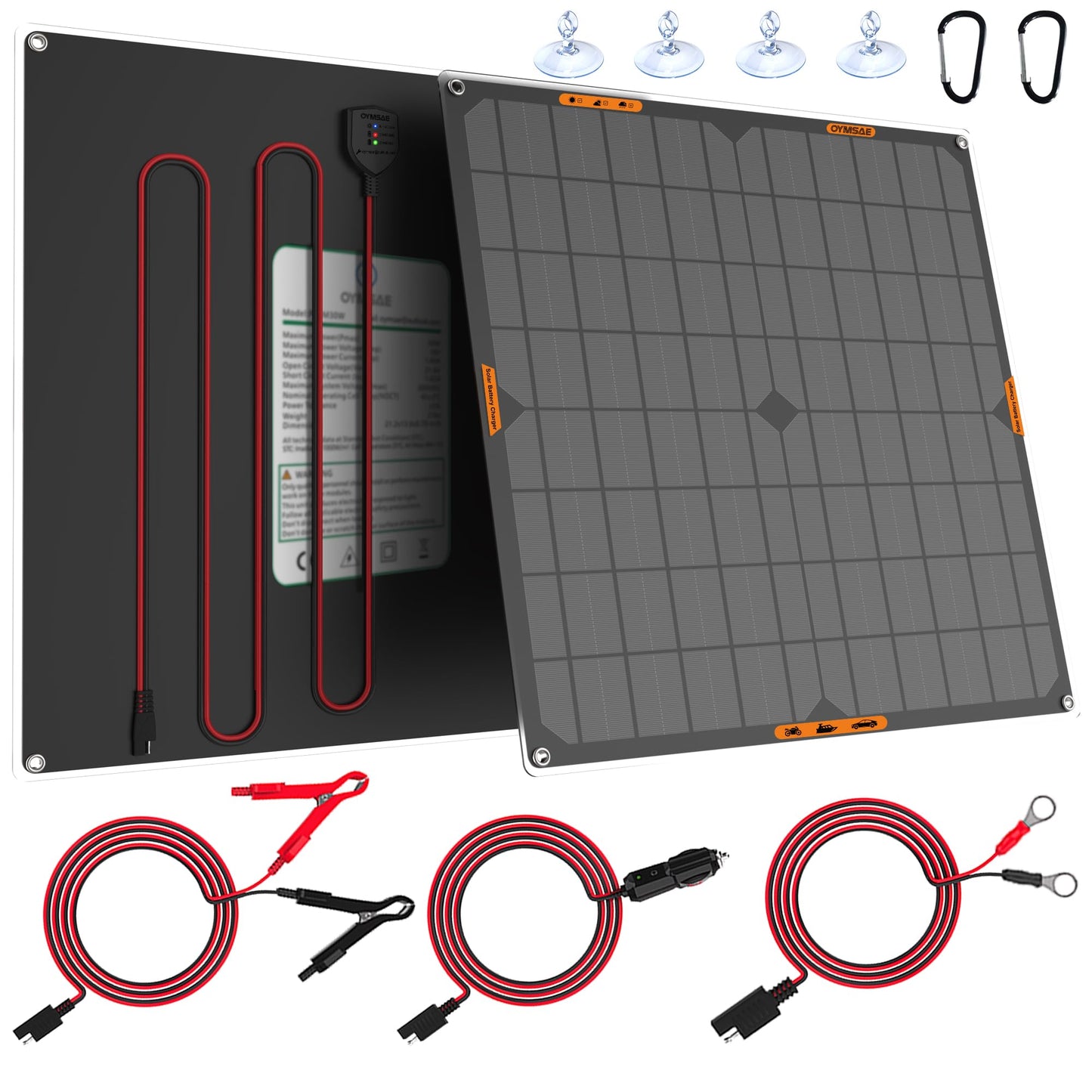 OYMSAE 20W 12V Solar Panel Car Battery Charger Portable Waterproof Power Trickle Battery Charger & Maintainer for Car Boat Automotive RV with Cigarette Lighter Plug & Alligator Clip