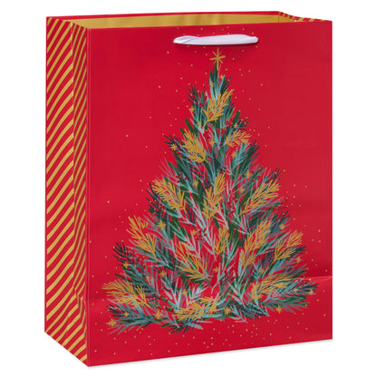 American Greetings 13" Large Christmas Gift Bags, Traditional Designs (4 Bags)