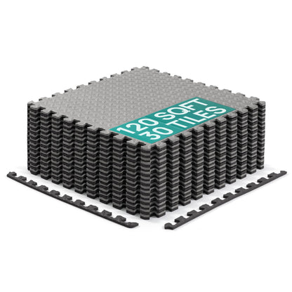 Yes4All EVA Interlocking Mats, Puzzle Floor Tiles, Foam Floor Padding with Border for Furniture, Home Space, Living Room, Garage 24,48,120 SQFT