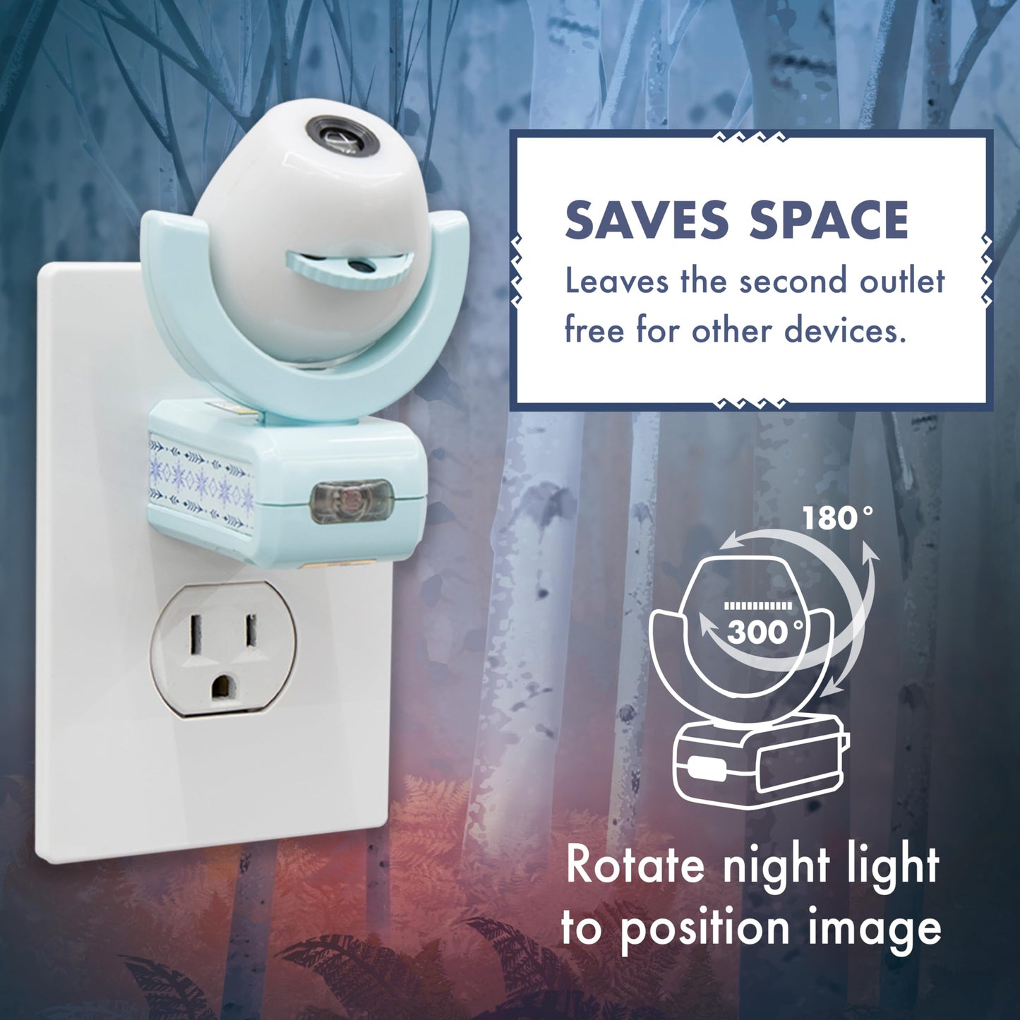 Projectables Disney Frozen Kids LED Night Light Projector, Nightlight Plugs Into Wall with Dusk to Dawn Sensor, Elsa Anna Olaf, Soft Glow for Bedroom Bathroom Nursery Hallway Room Décor, 45028
