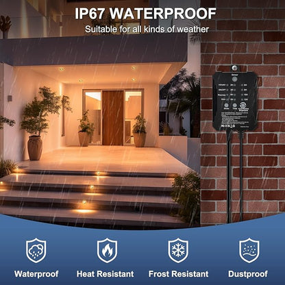 Low Voltage Deck Lights Recessed Kit with Transformer Dimmable Timer and Photocell Sensor Outdoor LED Deck Lighting 3CCT 2700K-5000K IP67 Waterproof for Stair Patio Yard 10 Packs