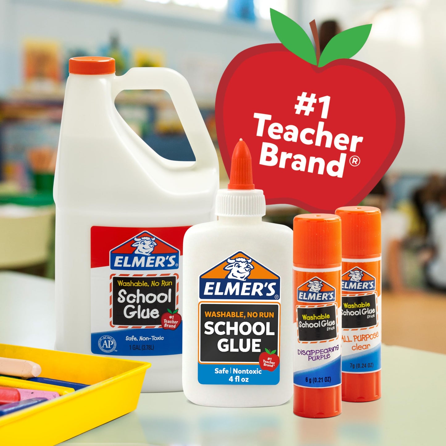 Elmer's Disappearing Purple School Glue Sticks, Washable, 7 Grams, 60 Count - Poster, Vision Board, Back to School Supplies, #1 Teacher Brand