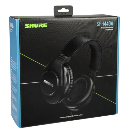 Shure SRH440A Professional Over-Ear Wired Studio Headphones – Monitoring & Recording Headphones with Enhanced Frequency Response, Adjustable & Collapsible Design, Works with All Audio Devices, Black