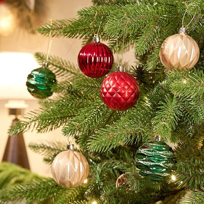 JORNOY Christmas Tree Ornaments - 2.36inch/60mm Shatterproof Ornaments for Christmas Tree Set Plastic Decorative Hanging Balls Ornaments for Xmas Tree Decorations, 40ct (Red & Green & Gold)