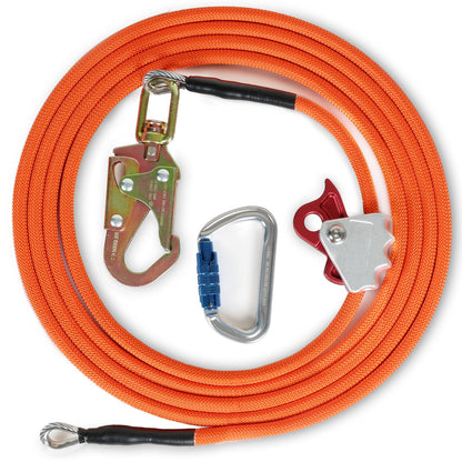 KLYTORX Flip Line Tree Climbing Rope 1/2" X 16ft Steel Core - Triple Lock Carabiner Adjuster & Steel Swivel Snap, Better Grab, Low Stretch & Cut Resistant Fall Protection Gear