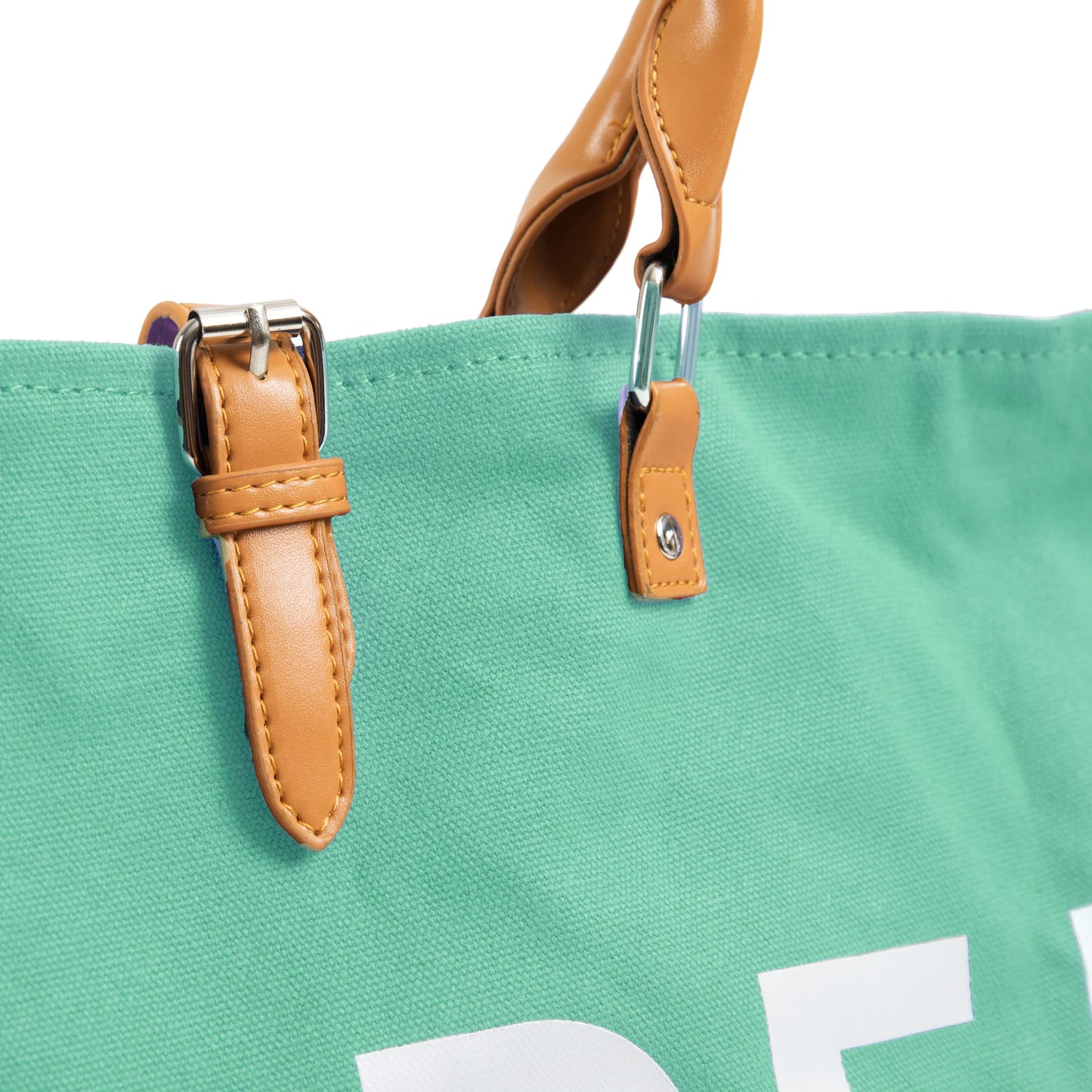 Keho Women's Fashion Trendy Beach Bag – Vegan Leather Handles, Pockets, & Waterproof/Sandproof Design - (Green)