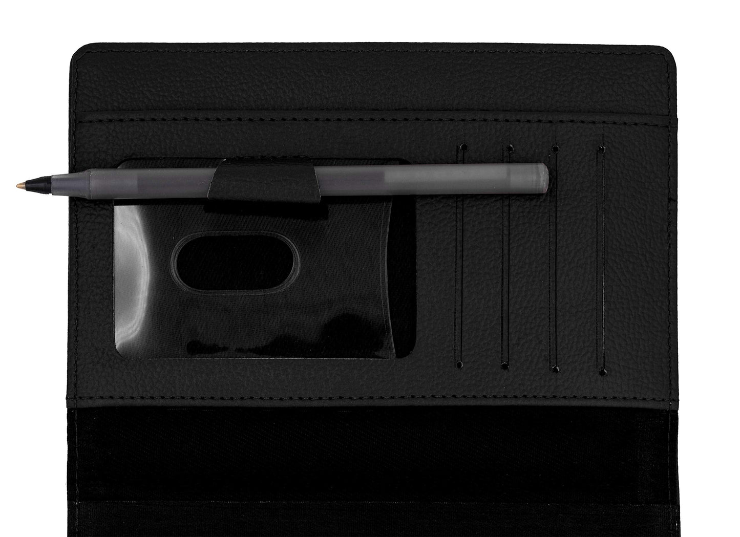CAROUSELCHECKS Black Textured Leather Checkbook Cover for Top Stub Personal Checks