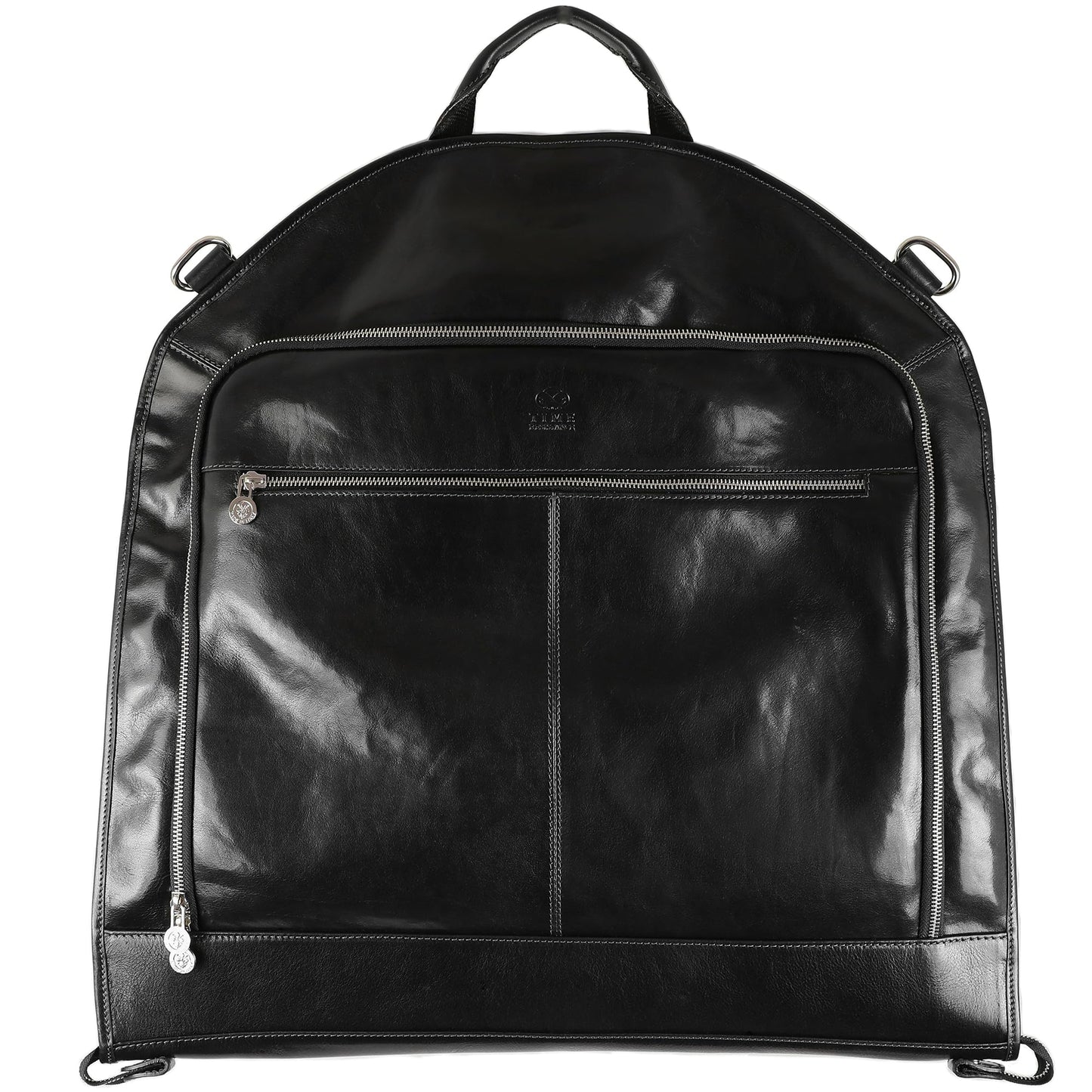 Time Resistance Leather Garment Bag - Slim Carry-On Suit Carrier for Dress Protection (Black)
