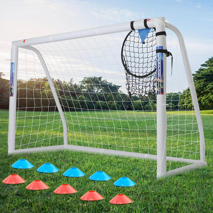 Hokicyos Soccer Goal for Backyard 8×6, 6×4 and 10×6.5 Soccer Goals with Soccer Target Net and Mark Cones, Weatherproof Soccer Goals with One Carry Bag and Net for Adults' Practice or Games