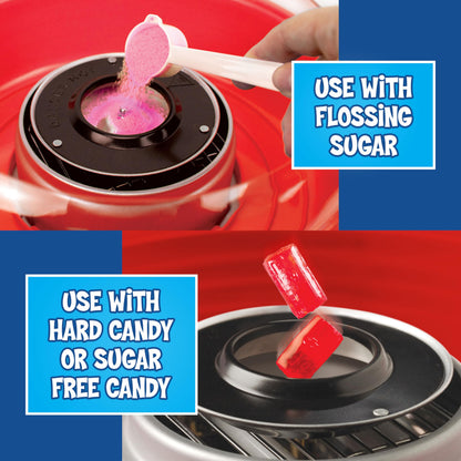 Nostalgia Vintage Hard and Sugar Free Candy Countertop Cotton Candy Maker, Includes 2 Reusable Cones And Sugar Scoop – Pink