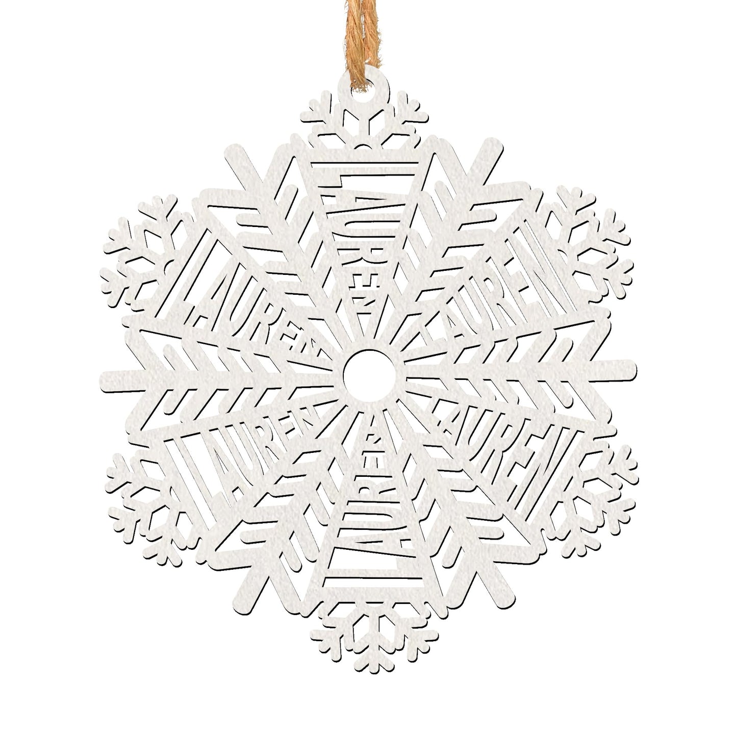 Personalized Planet Snowflake Christmas Tree Ornament with Custom Name Cut on White Wood | Christmas Holiday Décor | Ready to Hang